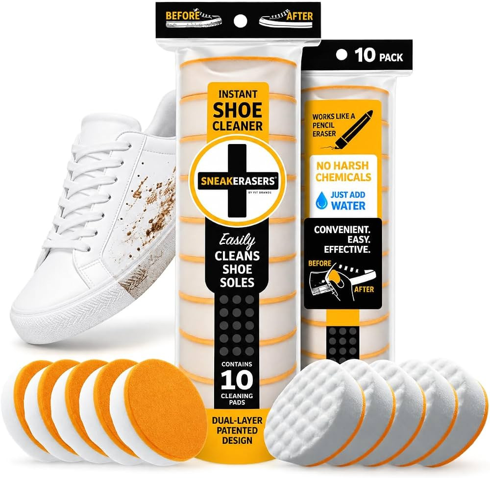 SneakERASERS Instant Sneaker Cleaner, Premium Shoe Cleaning Kit for Sneakers, Dual-Sided Sponges,... | Amazon (US)