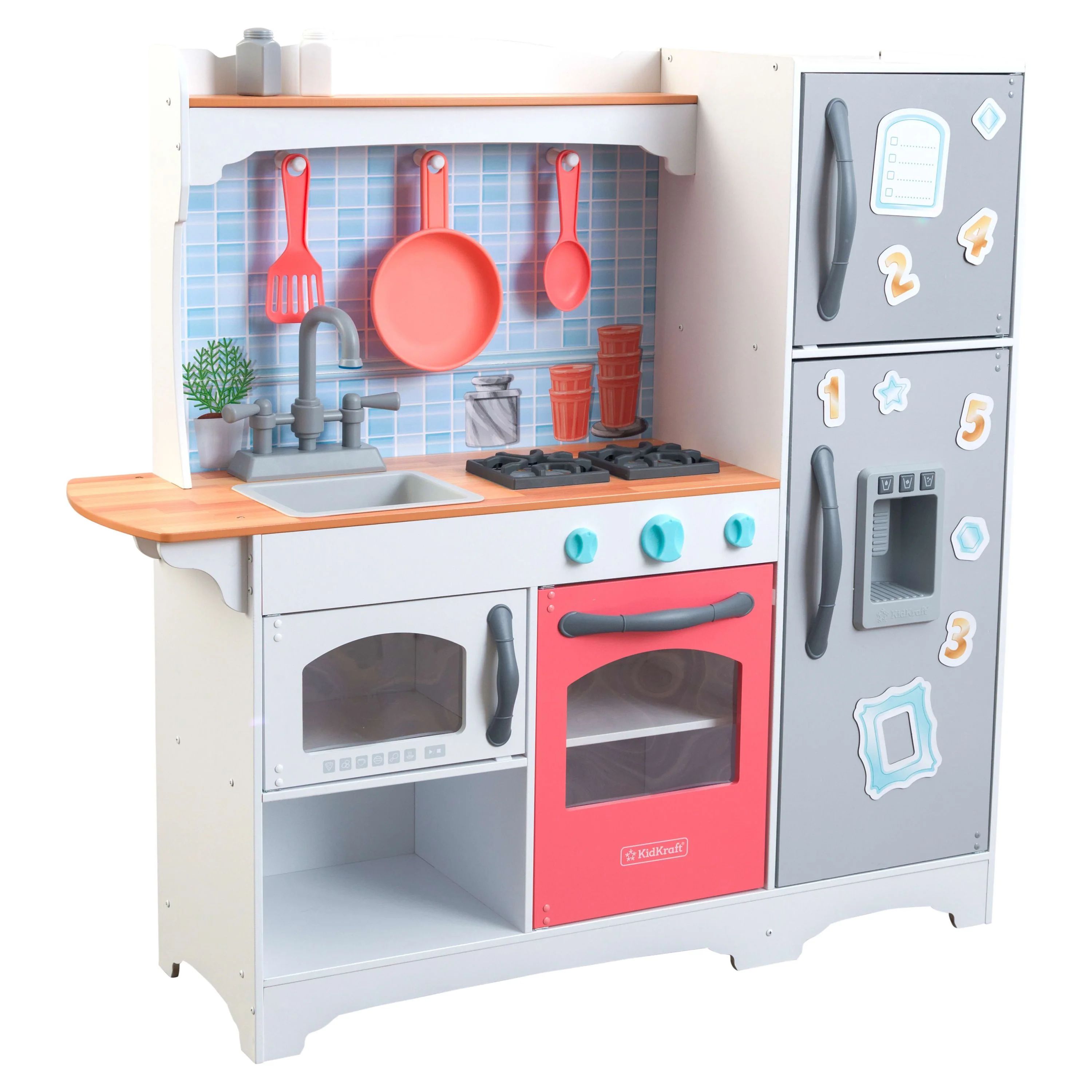 KidKraft Mosaic Magnetic Play Kitchen for Kids, Gray and Pink | Walmart (US)