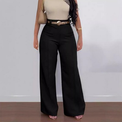 Women's Casual High-Waisted Wide-Leg Pants Loose Straight-Leg Minimalist Elegant Versatile Trousers | Target