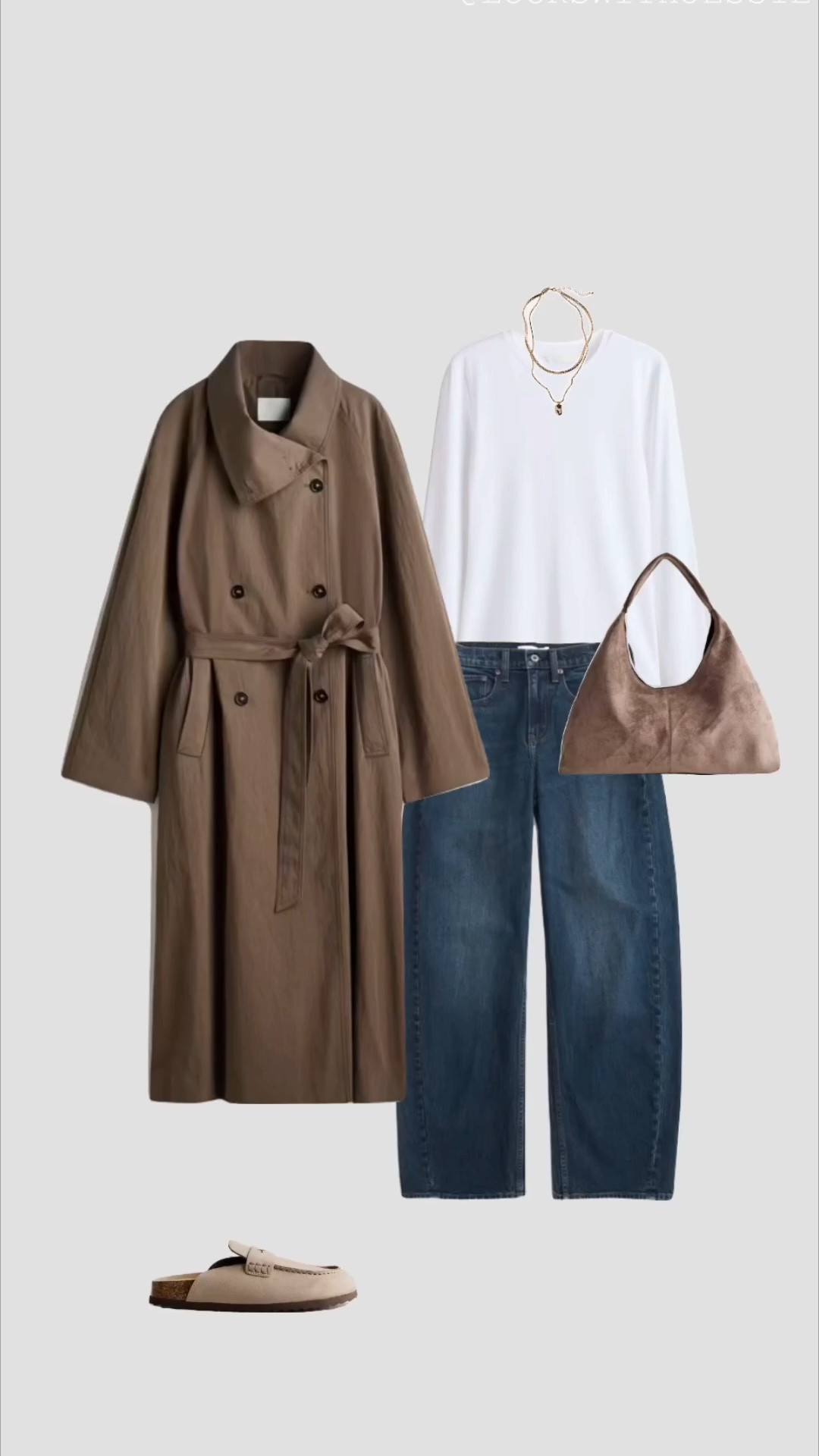 Khaki Longline Trench Coat, White Cotton Long Sleeve Tshirt, Blue Hogh Waisted Barrel Jeans & Beige Faux Suede Mules Transitional Autumn Outfit 🍂🤎

• workwear work outfits office outfit business casual outfits college outfit uni outfits city break outfits everyday outfit simple outfits petite tall long short leg lengths minimal style uk 2026 outfit formulas •

#LTKautumn #LTKuk #LTKjeans