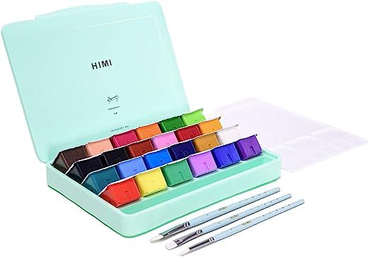 HIMI Gouache Paint, Set of 24 Colors×30ml with Paint Brushes, Unique Jelly Cup Design, Non Toxic... | Amazon (US)