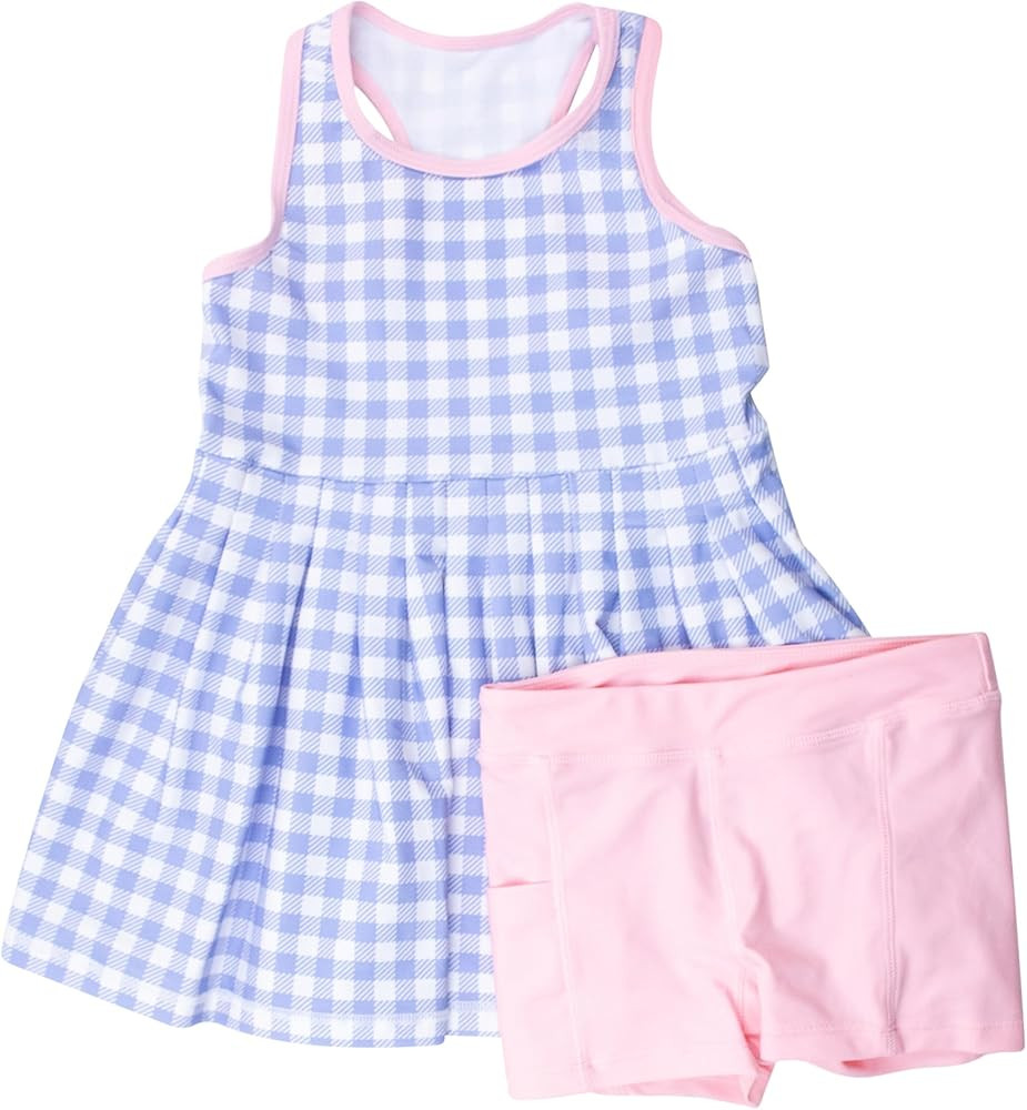 RuffleButts Girls Athletic Active Tiered Dress and Bike Short Set Outift | Amazon (US)