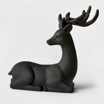 12" Plastic Sitting Deer Decorative Christmas Figurine Black - Wondershop™ | Target