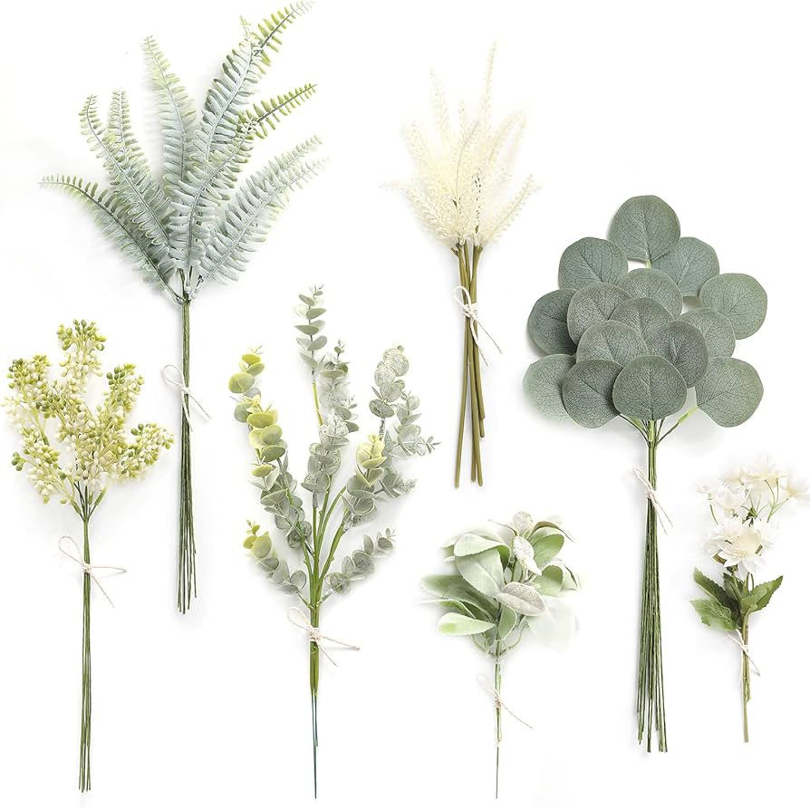 Serra Flora Artificial Greenery Spray Box Set(Pack of 46pcs) with 7 Kinds of DIY Wedding Bouquet ... | Amazon (US)