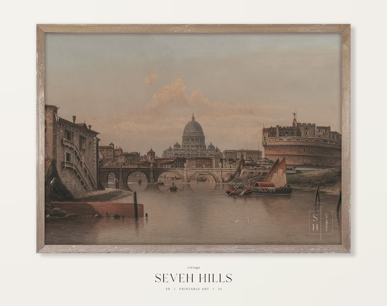 Rome Cityscape Vintage Painting, Antique European City Architecture Art Print, Digital Download |... | Etsy (US)