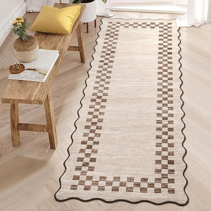 GarveeHome Hallway Runner Rug 2x6 Non Slip Scalloped Washable Rug for Kitchen Entry Stain Resista... | Amazon (US)