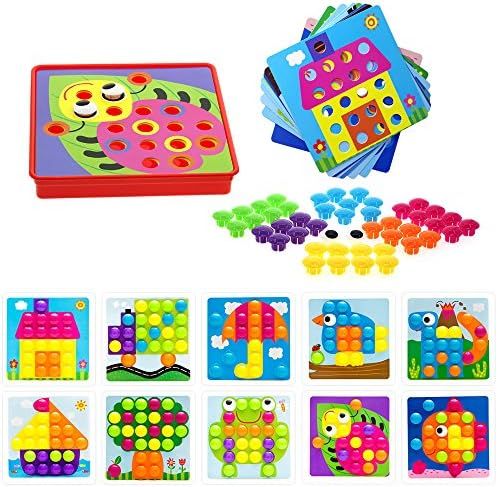 Peg Board Games for Kids Toddler Activities Crafts Button Art Color Matching Learning Toys for 2 ... | Amazon (US)