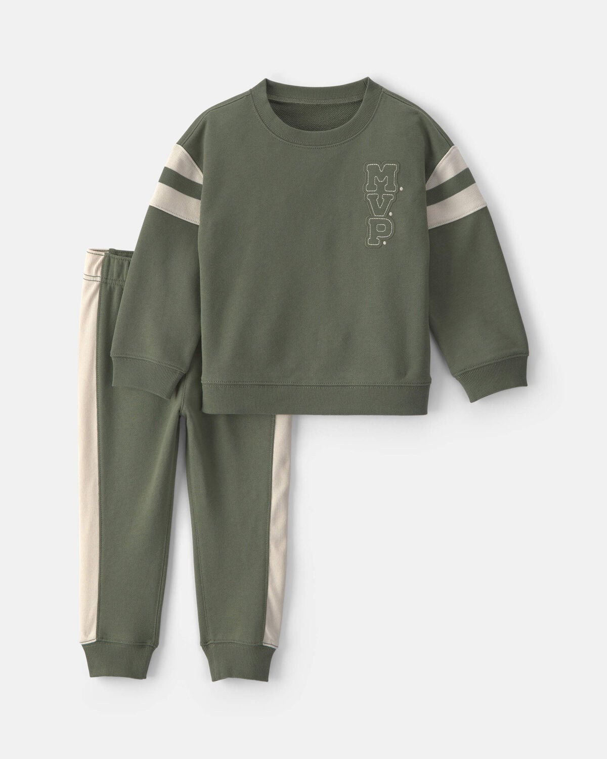 Toddler Boy 2-Piece 'MVP' French Terry Long-Sleeve Top & Pant Set - Olive Green | Carter's Inc