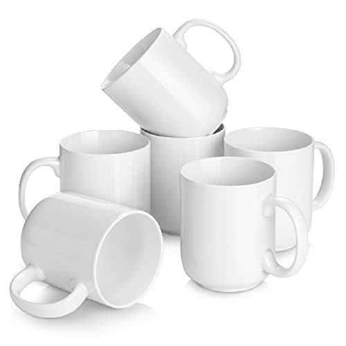 DOWAN 20 Oz Large Coffee Mugs with Handle, Ceramic White Cup Set of 6 for Tea Hot Cocoa, Appreciation Father's Day Gifts | Amazon (US)