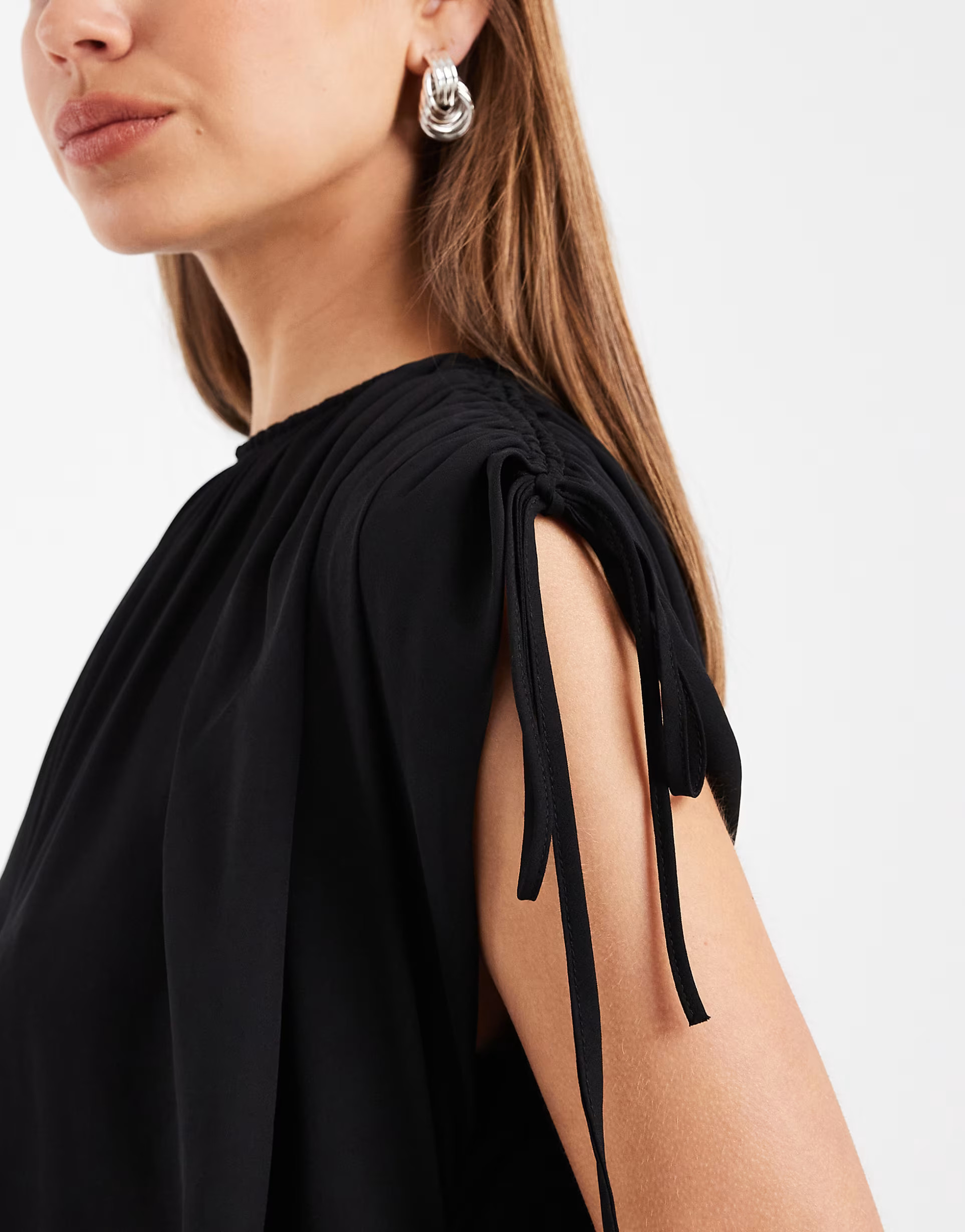 ASOS DESIGN draped blouson maxi dress in black | ASOS (Global)