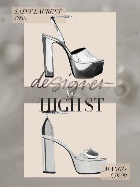 Saint Laurent vs Mango 🪩
Metallic heel sandals | Silver mirror heels | Designer shoes | YSL dupes | Splurge vs save | Credit vs debit | Silver aesthetic | wedding guest 

#LTKstyletip #LTKshoecrush #LTKparties