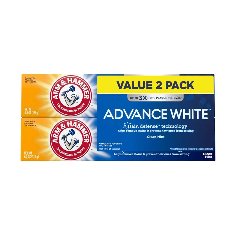 ARM & HAMMER Advanced White Extreme Whitening Toothpaste, TWIN PACK (Contains Two 6oz Tubes) -Cle... | Walmart (US)
