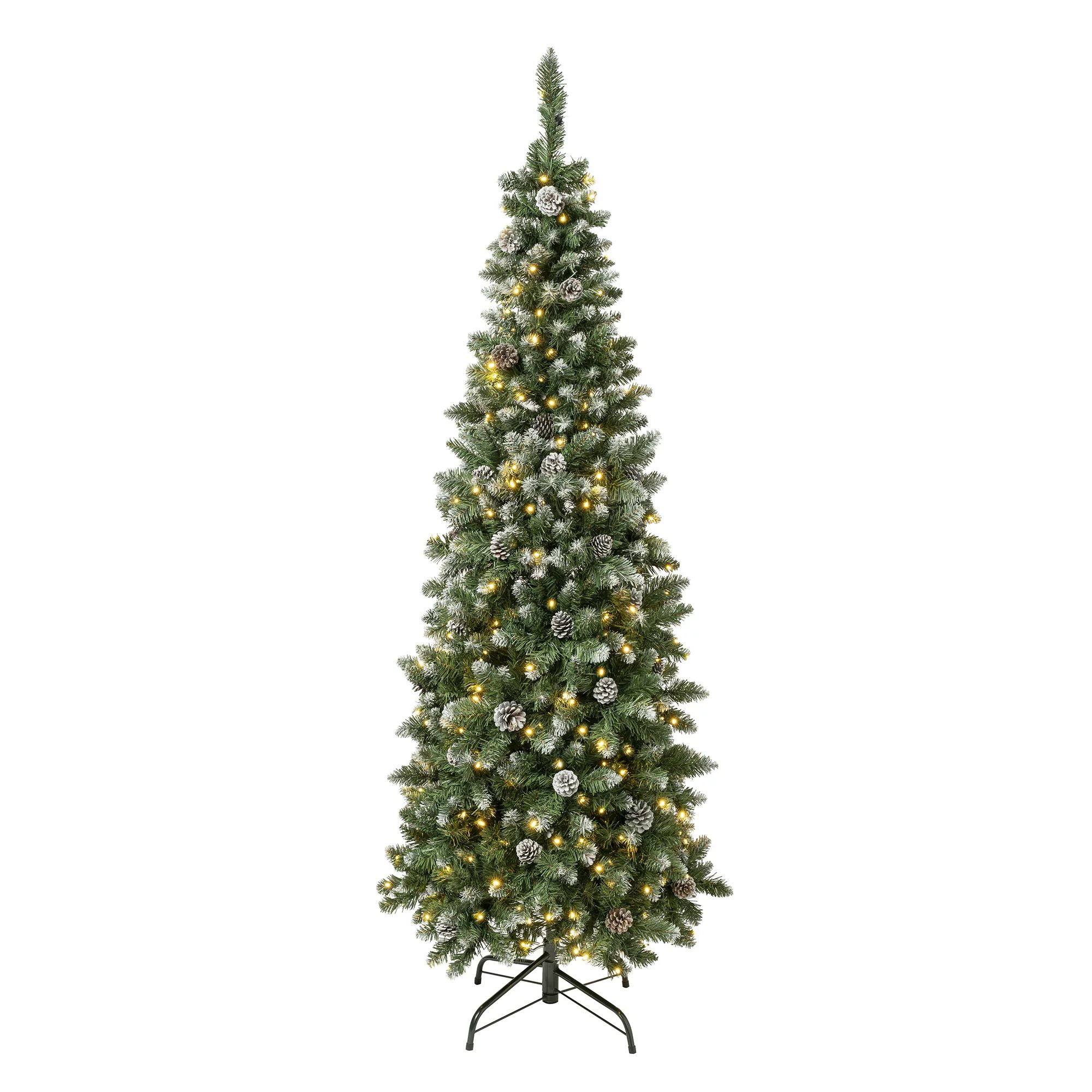 National Tree Company First Traditions Pre-Lit Oakley Hills Snowy Slim Christmas Tree with Hinged... | Walmart (US)