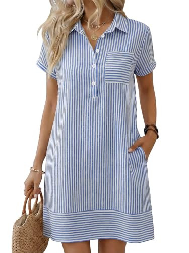 ANRABESS Womens Summer Shirt Dresses Casual Short Sleeve Button Tshirt Shift Short Polo Dress 202... | Amazon (US)