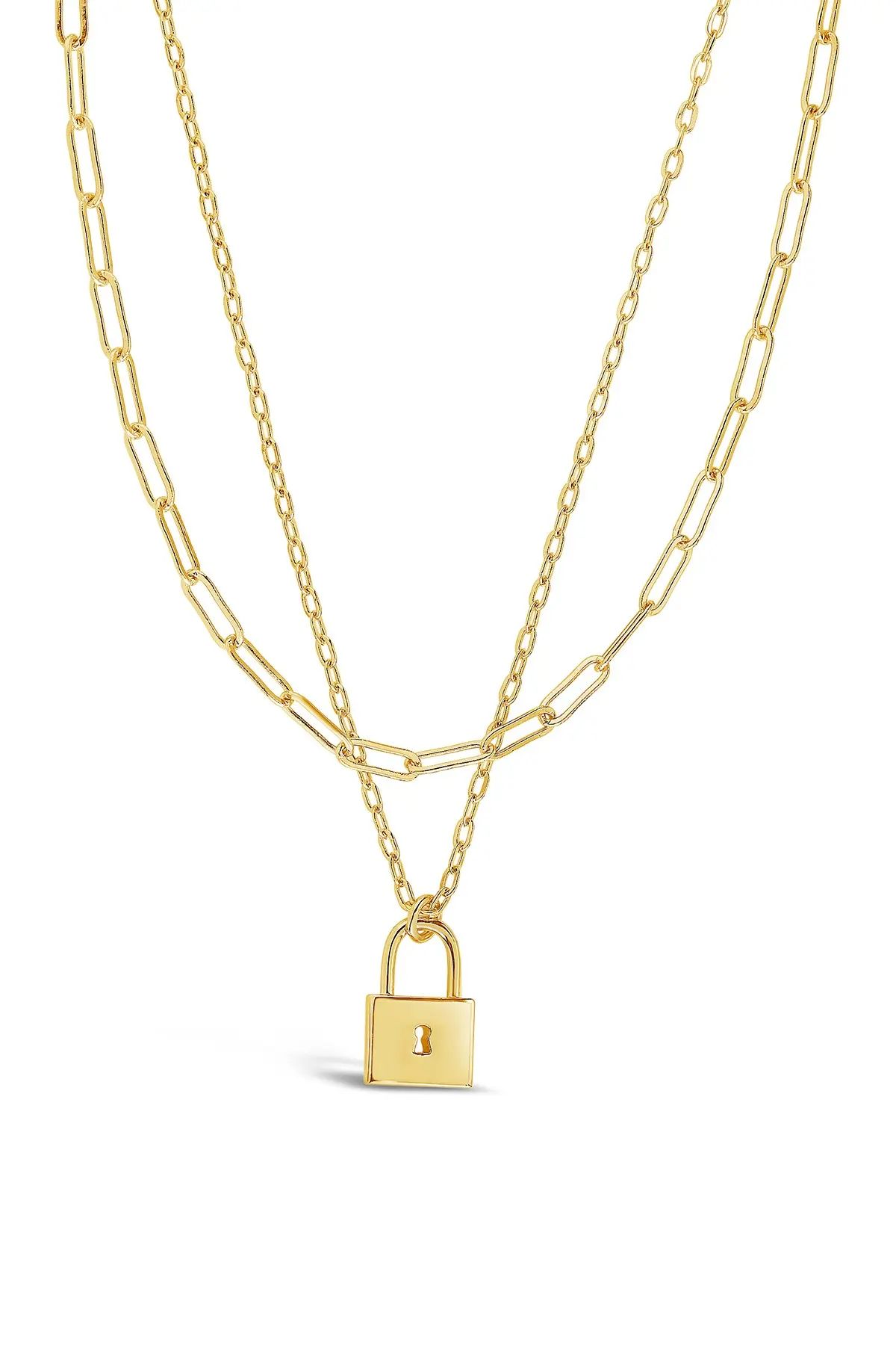 Sterling Forever Lock Link Layered Chain Necklace at Nordstrom Rack | Nordstrom Rack