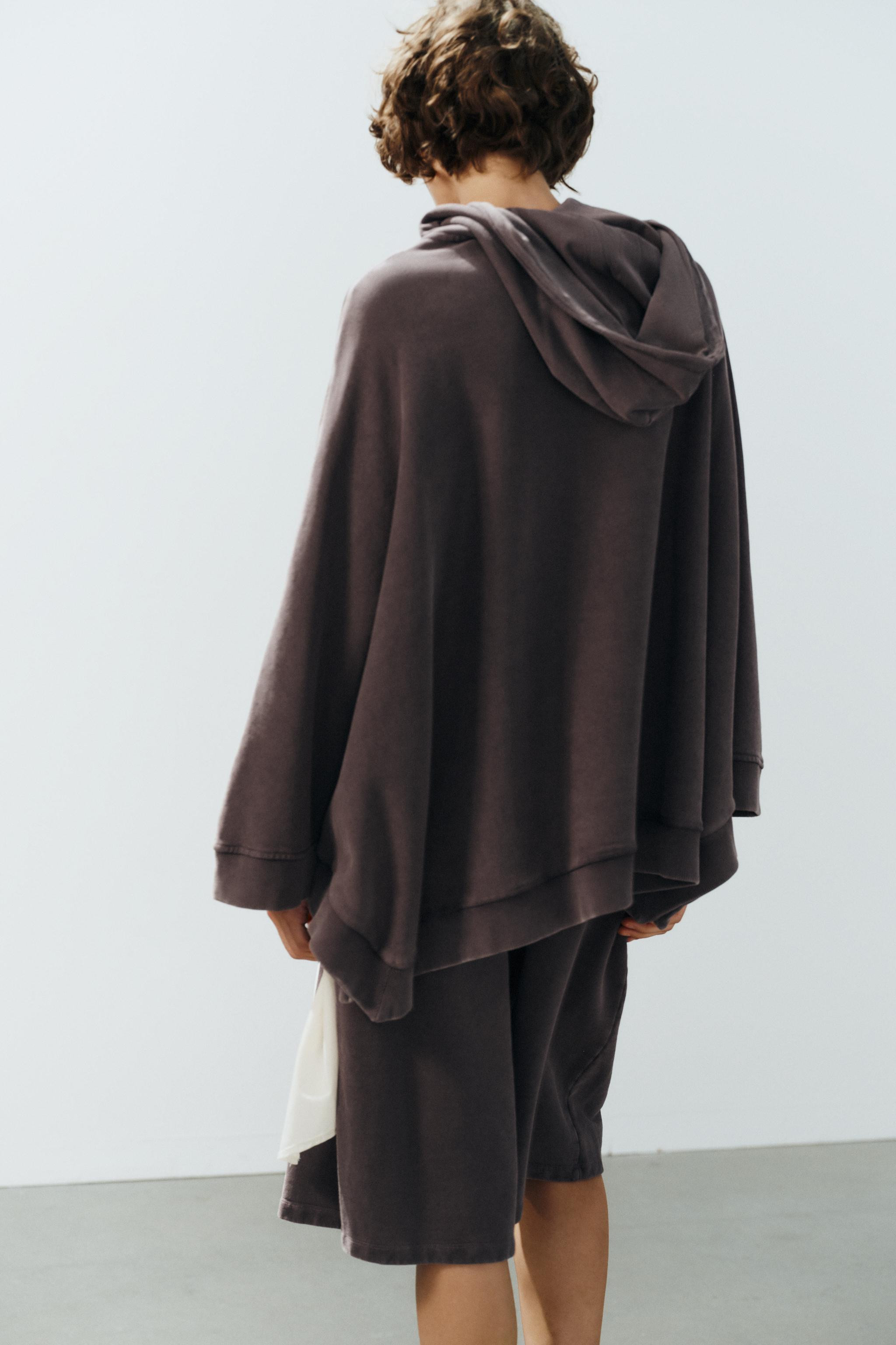 WASHED EFFECT CAPE HOODIE | Zara US