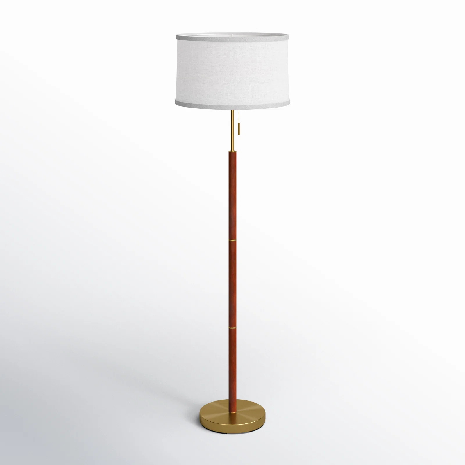 Adaire 58'' Brass an Walnut Traditional Floor Lamp | AllModern