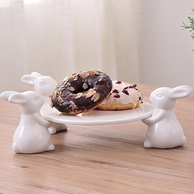 Easter Decor Bunny Cake Stand, Ceramic Rabbit Cakecup Stands,Cake Stands for Party Wedding,Cupcak... | Amazon (US)