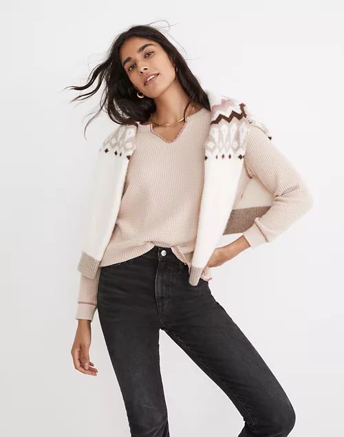 Waffle Split-Neck Crop Tee | Madewell