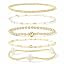 Gold Beaded Cross Bracelet for Women, 14K Plated Adjustable Stackable Dainty Bracelets, Non Tarni... | Amazon (US)