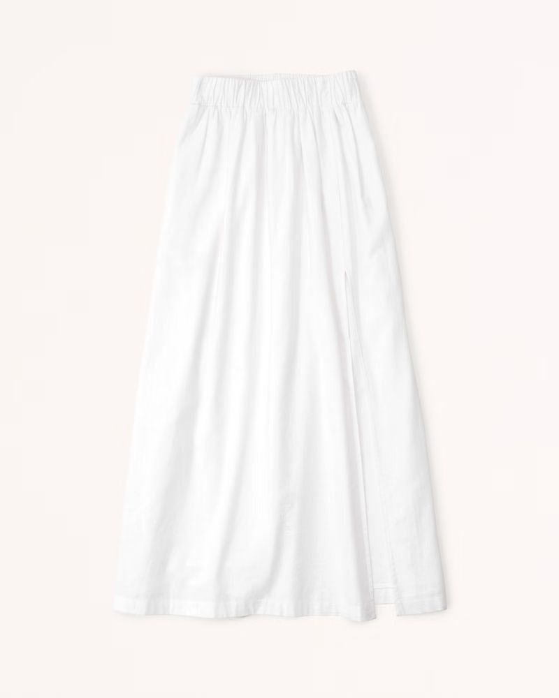 Abercrombie & Fitch Women's Linen-Blend High-Slit Maxi Skirt in White - Size XXS PETITE | Abercrombie & Fitch (US)