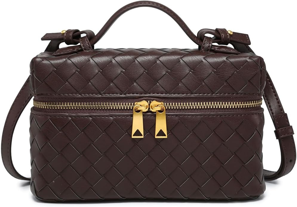 Mini Woven Crossbody Purse Square Box Bags Top-Handle Tote Handbag Shoulder Bag Cute Satchels Tre... | Amazon (US)