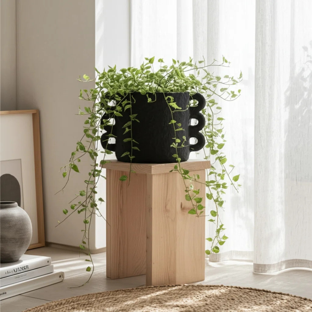 Pottery and Cement Planter with Unique Multi-Loop Handle Design Stylish Contemporary Accent | Wayfair North America