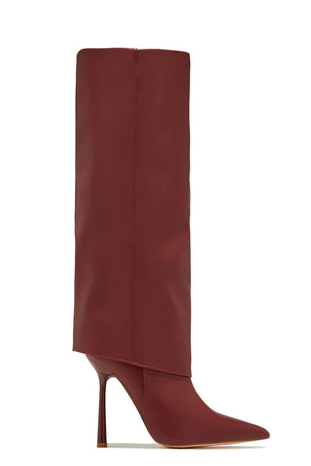 Miss Lola | Kourt Cherry Knee High Heel Boots | MISS LOLA