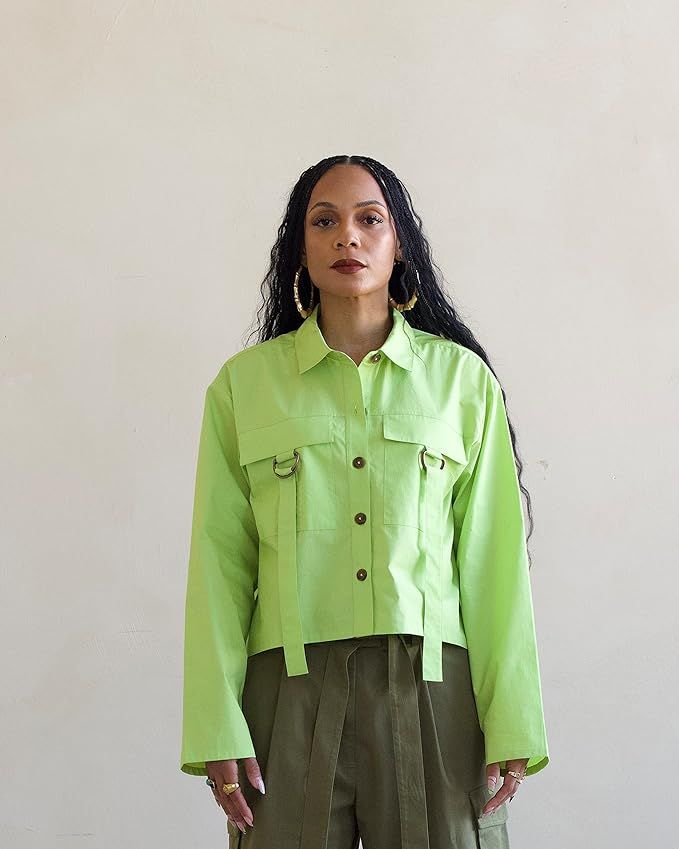 The Drop Women's Green Glow Cropped Shirt Jacket by @thenotoriouskia | Amazon (US)
