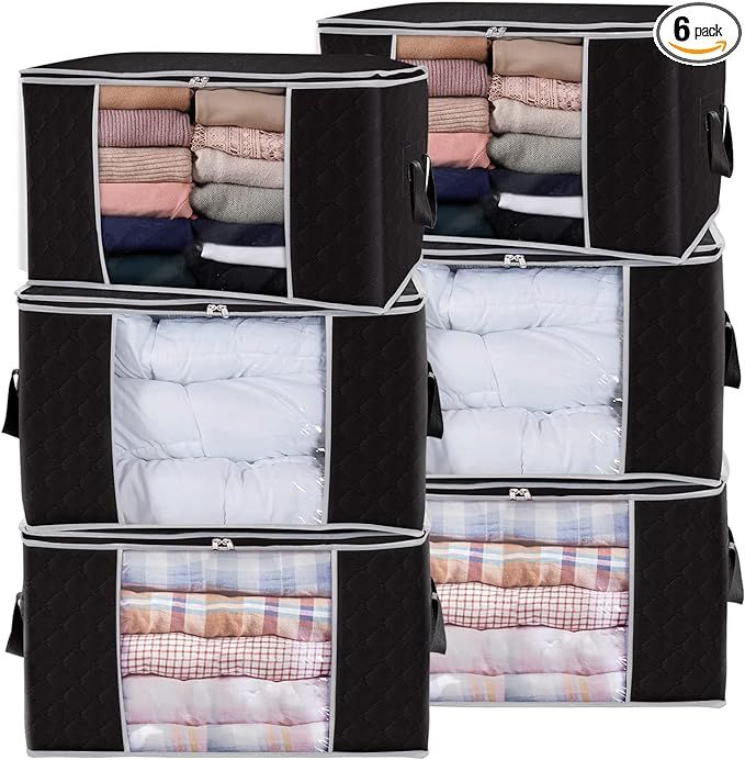 Lifewit 90L Large Storage Bags, 6 Pack Closet Organizers and Storage, Clothes Foldable Storage Bi... | Amazon (US)