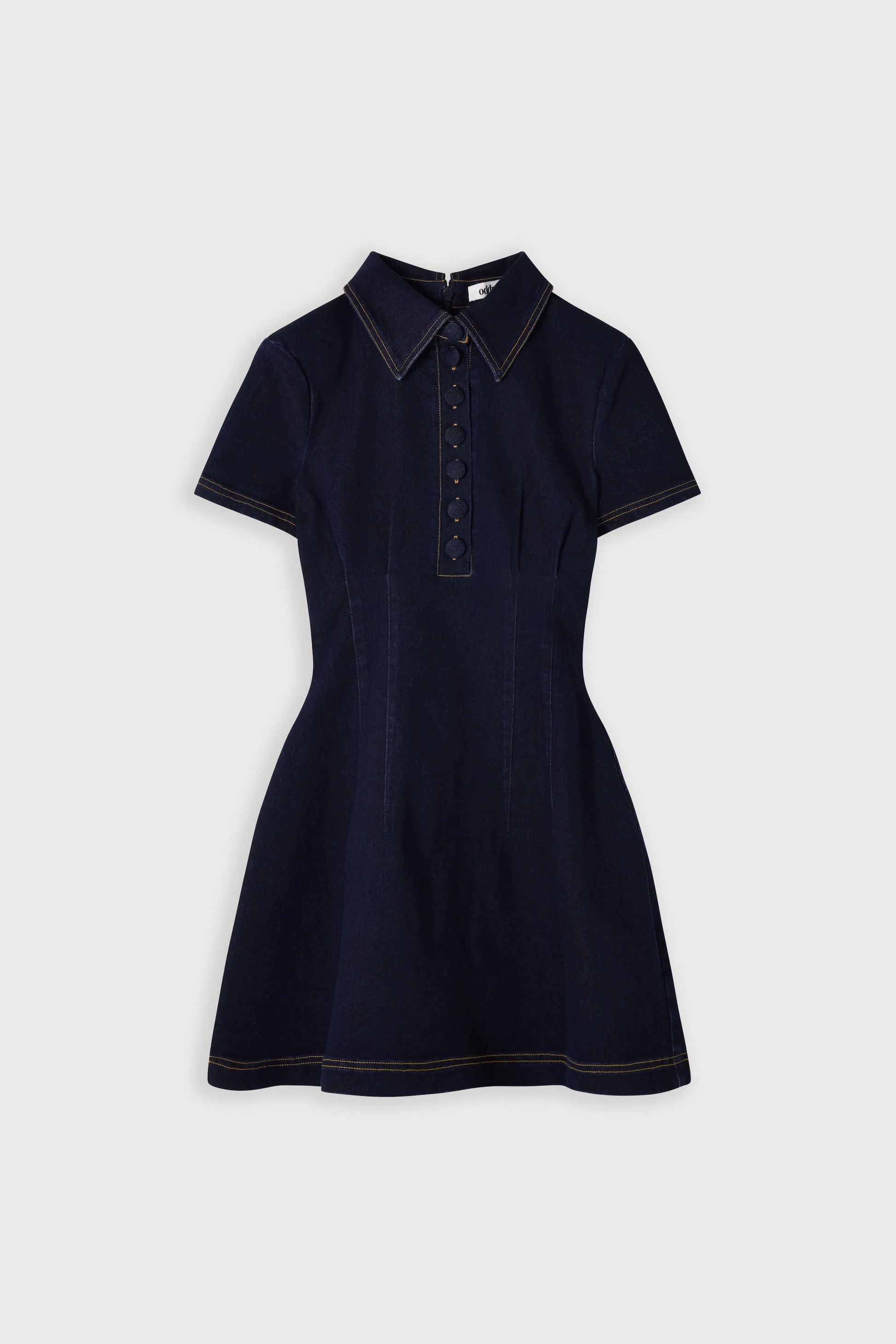 Cotton Mix Denim Collared Mini Dress | Odd Muse