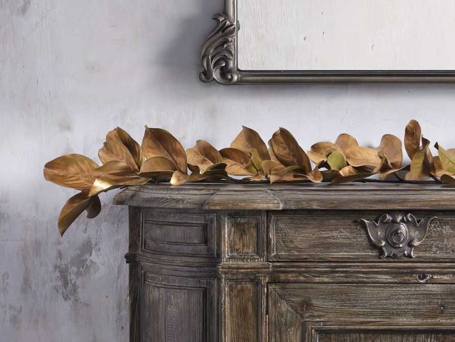 Faux Magnolia Gold Leaf Garland 5' | Arhaus