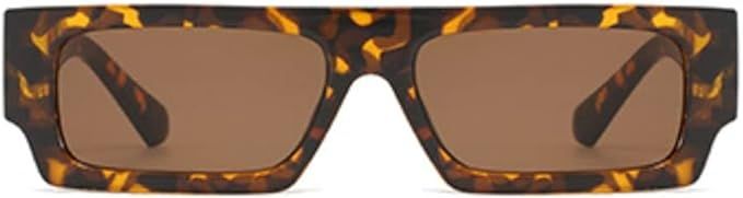 Vintage Rectangle Sunglasses for Men Women 90s Retro Fashion Glasses Square Shades | Amazon (US)