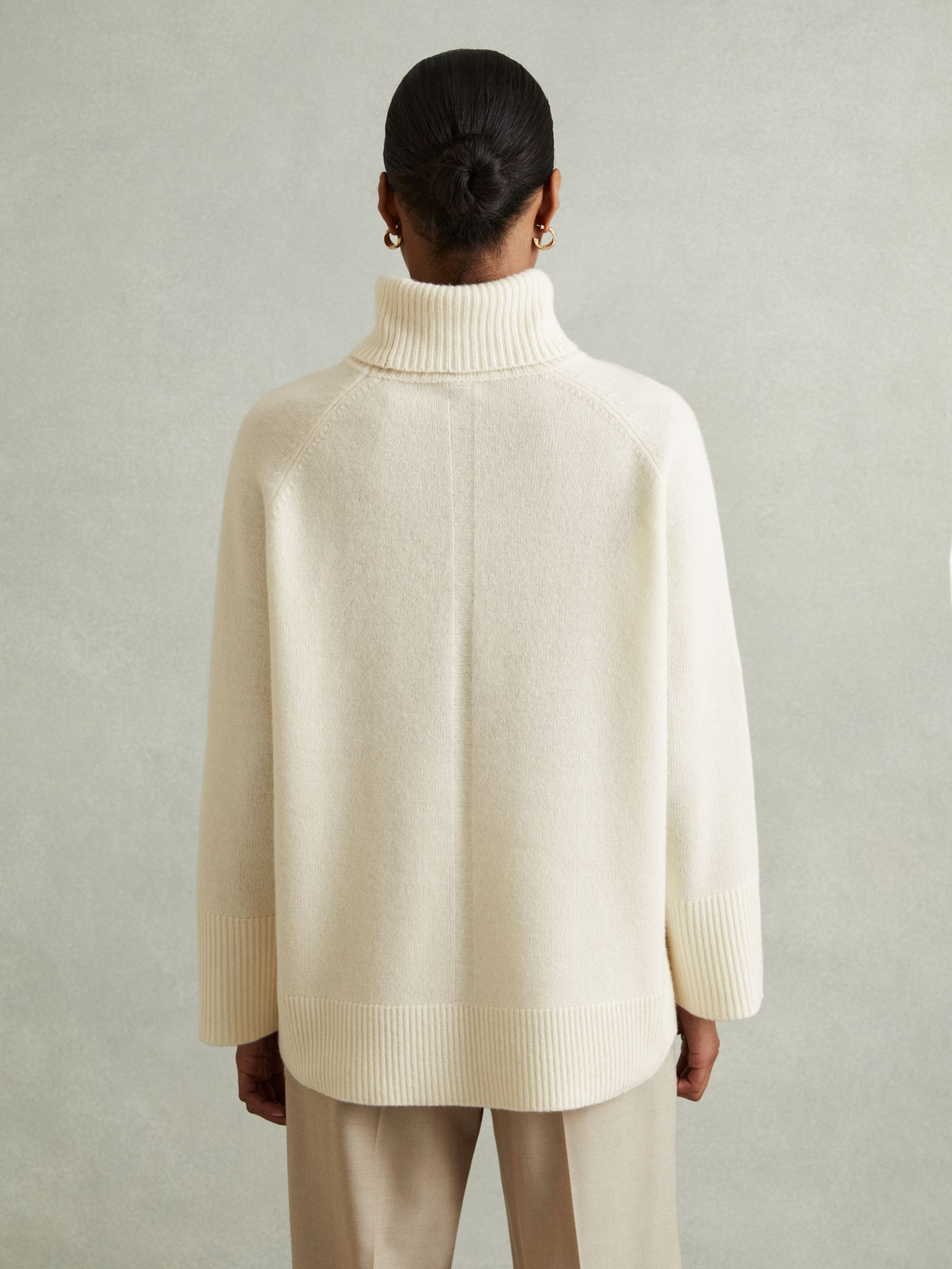 Wool-Cashmere Roll-Neck Jumper in Cream | Reiss DE