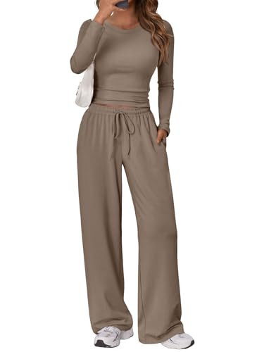 Trendy Queen Womens Two 2 Piece Matching Lounge Sets 2025 Early Fall Fashion Must Haves Y2K Workout Gym Clothes Comfy Airport Travel Vacation Luxury Outfits Sweatsuit Winter Clothing | Amazon (US)