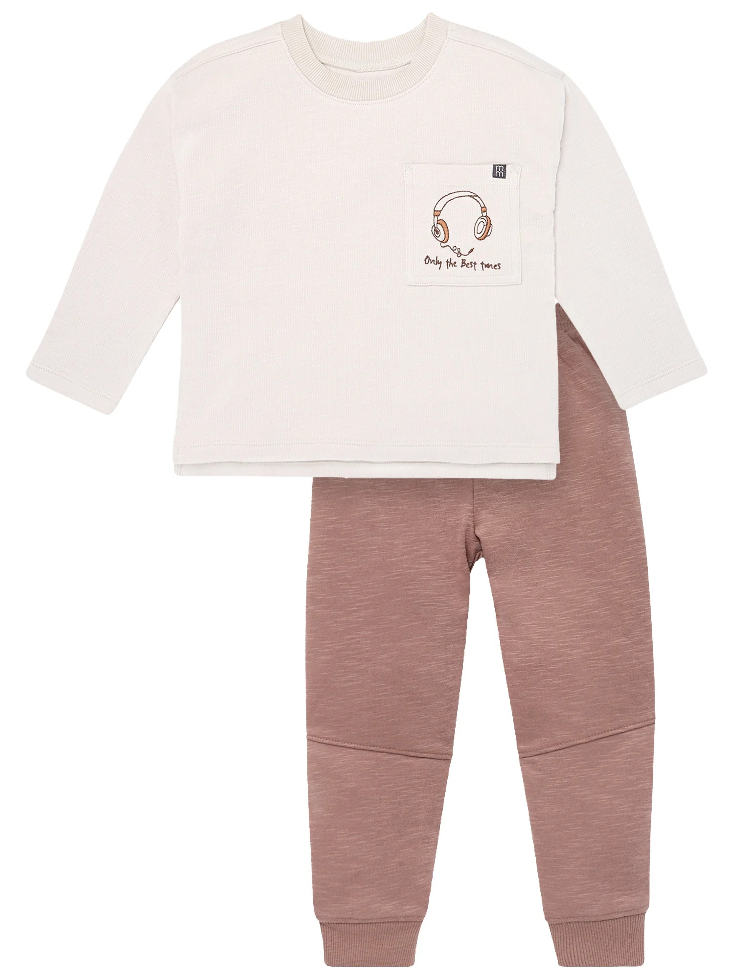 Modern Moments by Gerber Toddler Boy Organic Long Sleeve Tee and Sweatpant Outfit Set, Sizes 12 M... | Walmart (US)