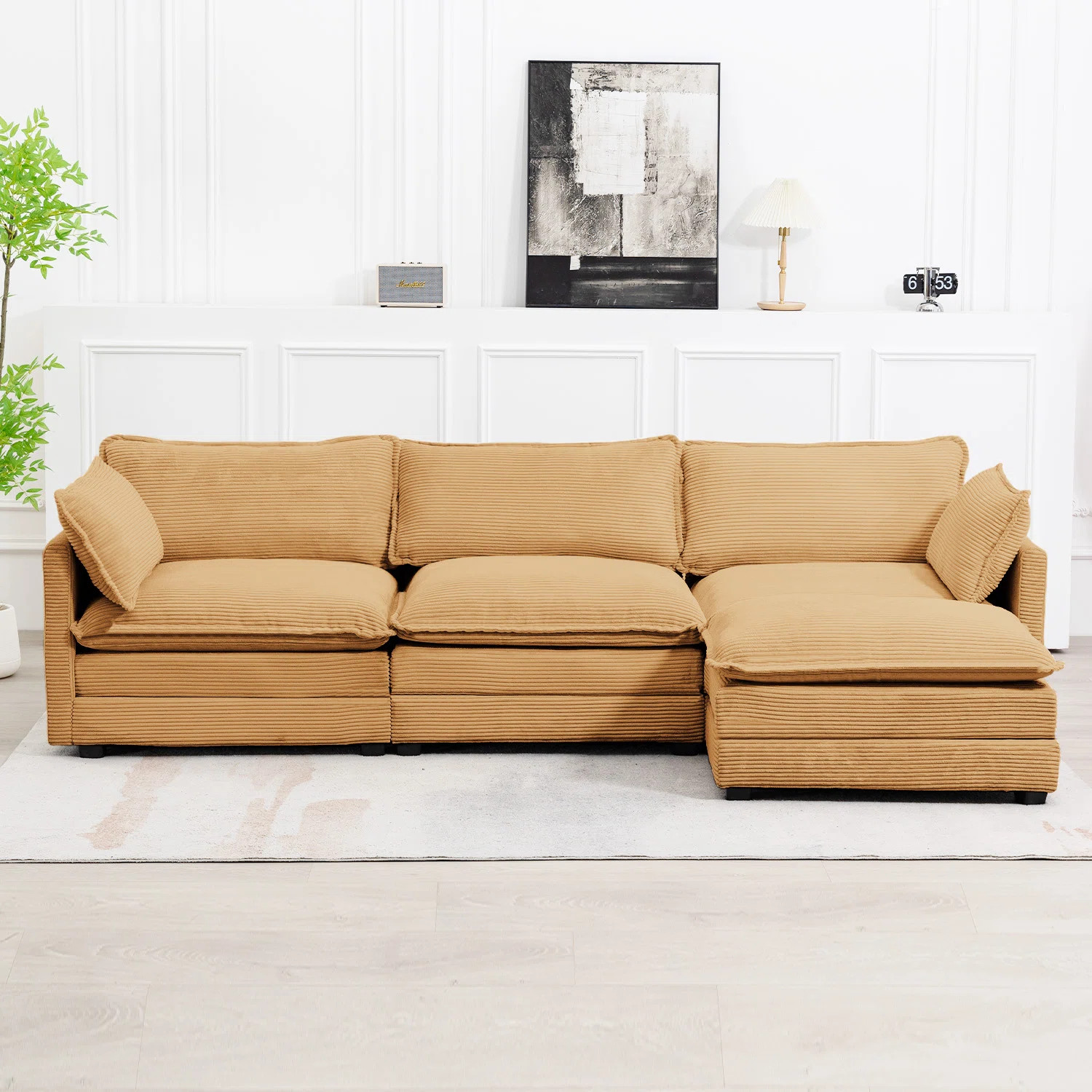 Redenius 4-Piece 112'' Upholstered Corduroy L-Shape Sectional | Wayfair North America