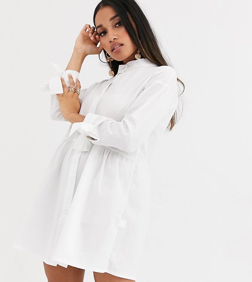 Boohoo Petite shirt dress in white | ASOS (Global)