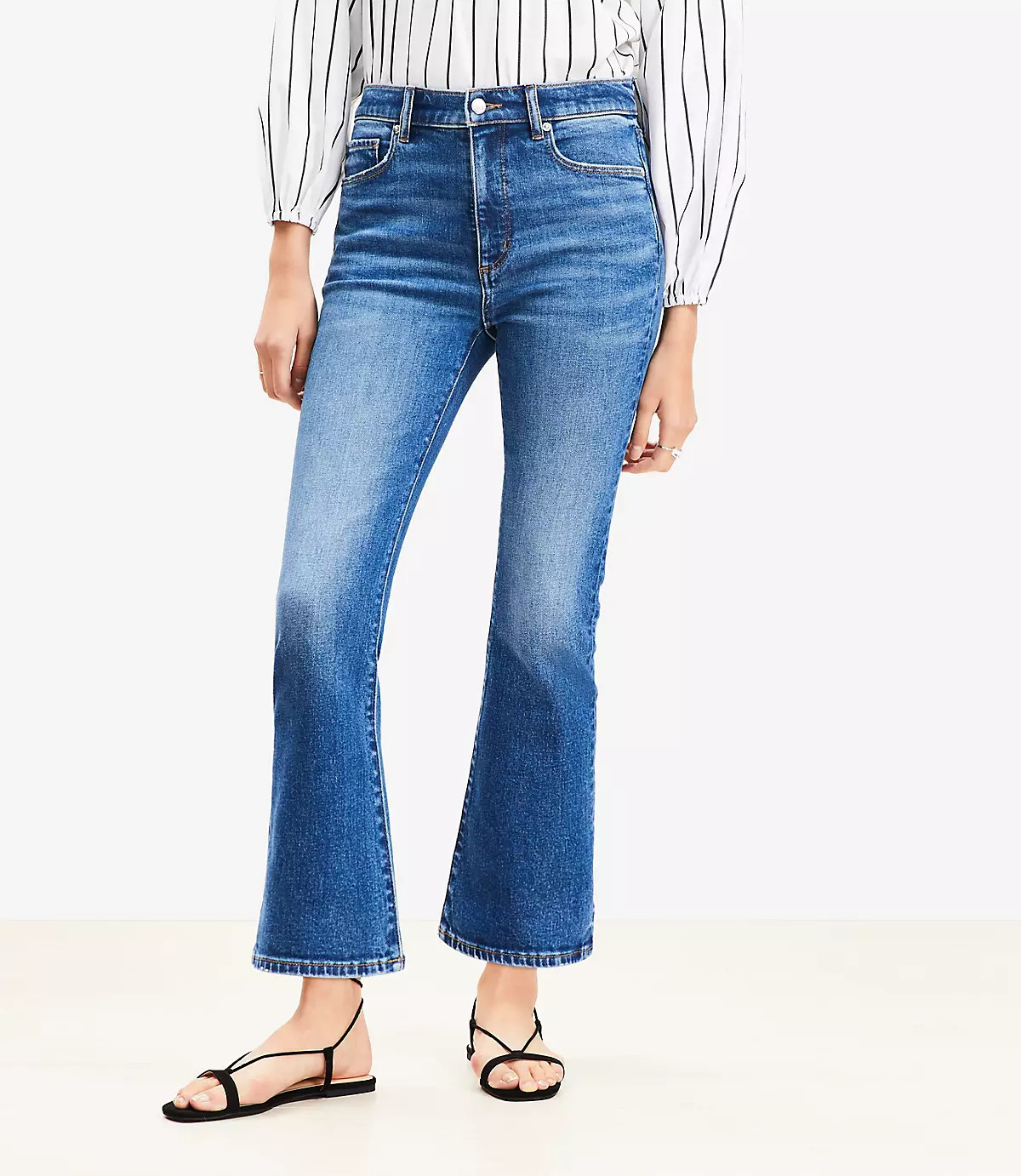 High Rise Kick Crop Jeans in Bright Medium Stone Wash | LOFT