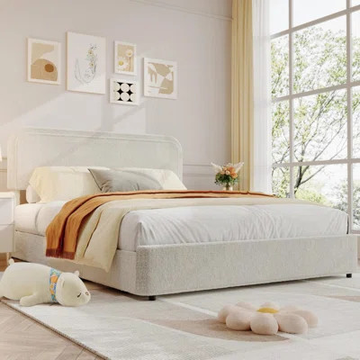 Bed Frame, Modern Upholstered Bed Frame with Headboard, Storage Drawers, Platform Bed Frame, Beige Soft Bed Frame, Wooden Slats Support, No Box Spring | Wayfair North America
