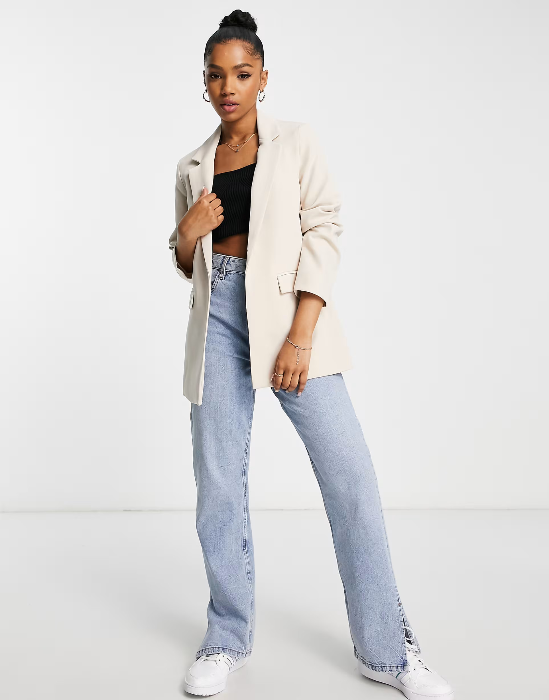 New Look boyfriend blazer in stone | ASOS (Global)
