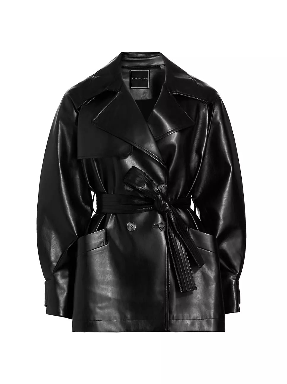 Vegan Leather Double-Breasted Trench Coat | Saks Fifth Avenue