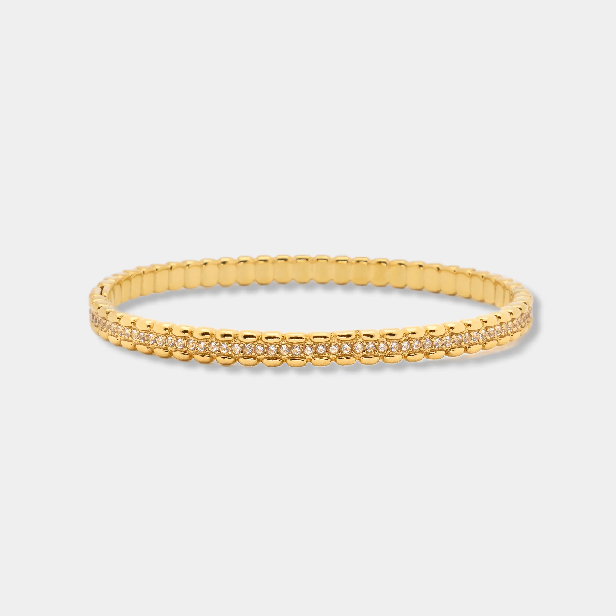 Lyra Slim Sculpted Pavé Bangle | LINK'D THE LABEL