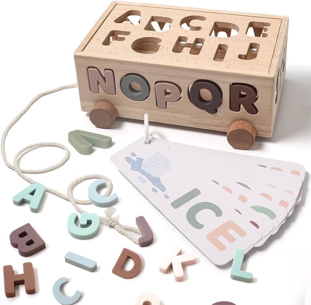 Alphabet ABC Learning Puzzles Toy | Toddler Montessori Educational Toys | Wooden Shape Sorting To... | Amazon (US)