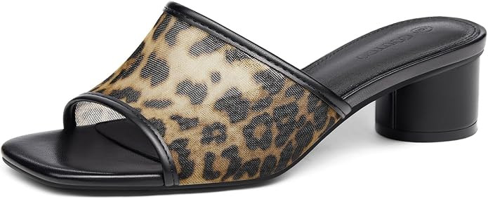 Coutgo Women's Square Open Toe Chunky Heel Slide Sandals | Amazon (US)