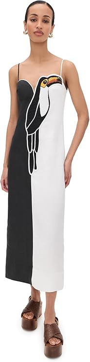 FARM Rio Women's Black and White Embroidered Toucan Sleeve Dress | Amazon (US)