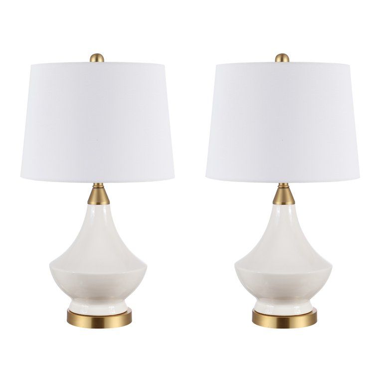 Safavieh Marlowe 24.5 in. Mid-Century Glass Table Lamp, White, Set of 2 - Walmart.com | Walmart (US)