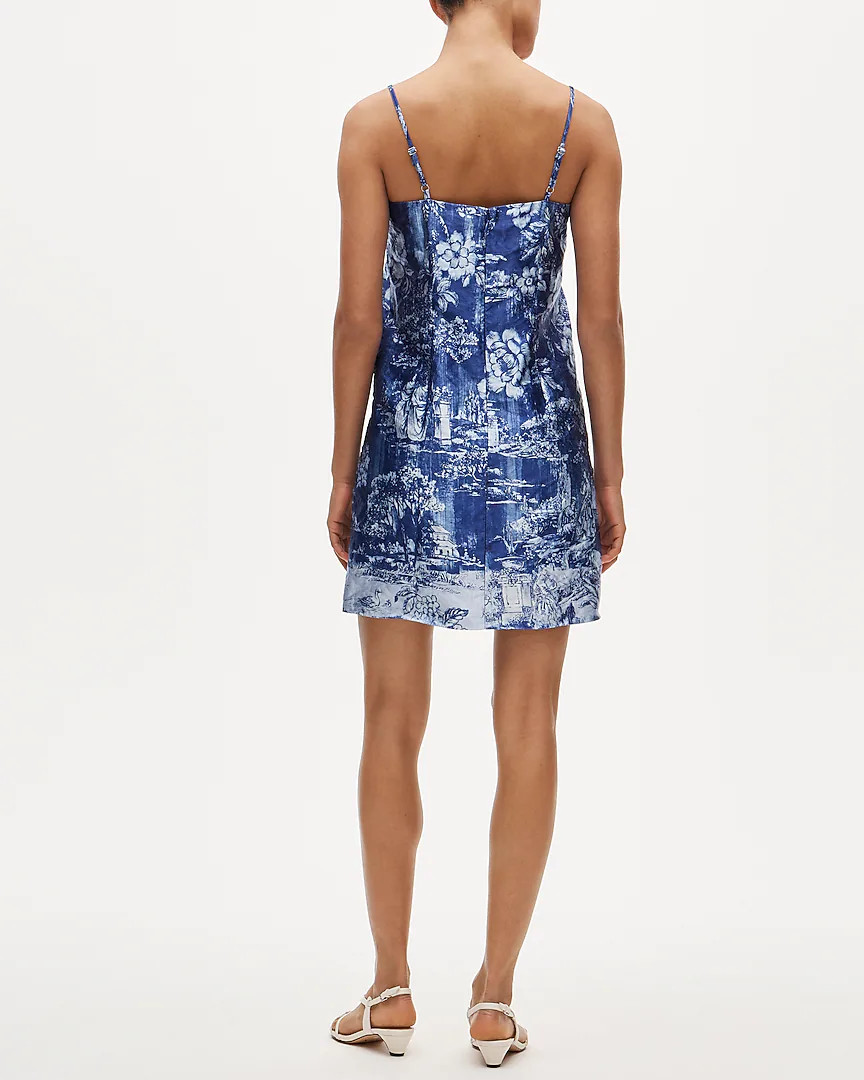 Shift dress in garden toile–print memory satin | J. Crew US