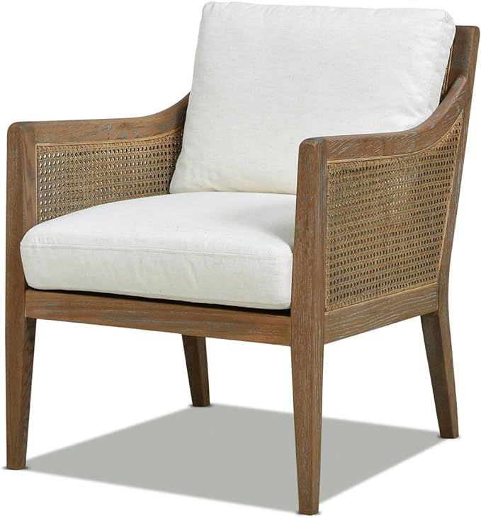 Jennifer Taylor Home Ontario 24.5" Coastal Oak and Rattan Upholstered Living Room Accent Arm Chai... | Amazon (US)