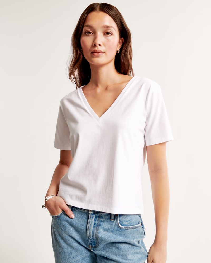 Premium Polished V-Neck Relaxed Tee | Abercrombie & Fitch (US)